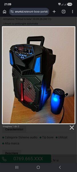 Boxa portabila bluetooth+ boxa mica