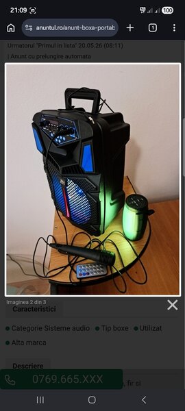 Boxa portabila bluetooth+ boxa mica